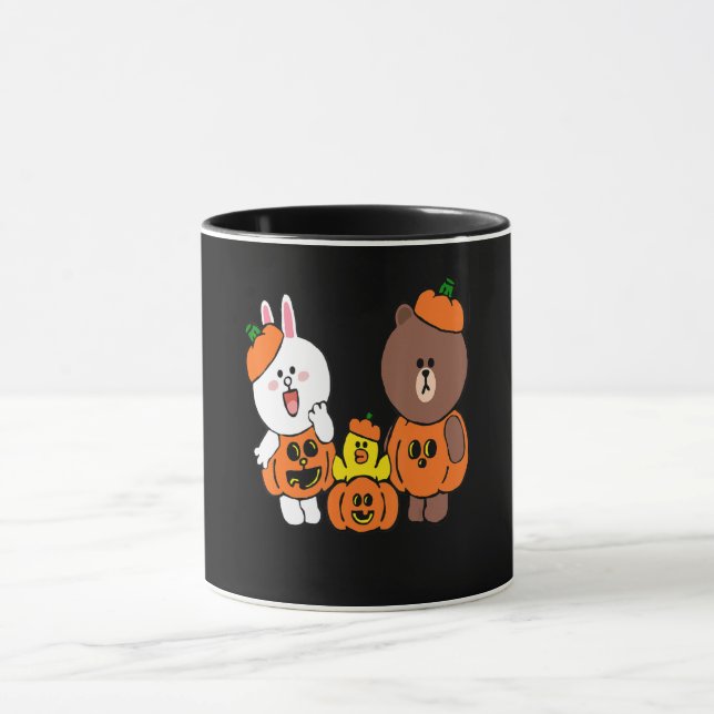Cute Brown Bear Cony Bunny Rabbit Duck Pumpkin Mug (Center)