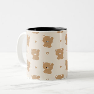 Cute Brown Bear Couple Two-Tone Coffee Mug
