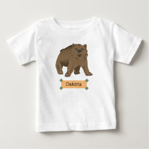Cute Brown Bear Cub with Name Baby T-Shirt
