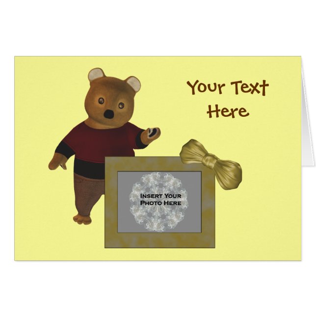 Cute Brown Bear Design Photo Card (Front Horizontal)