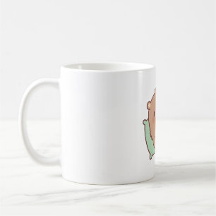 Cute Brown Bear Eating Mushroom Pizza Coffee Mug