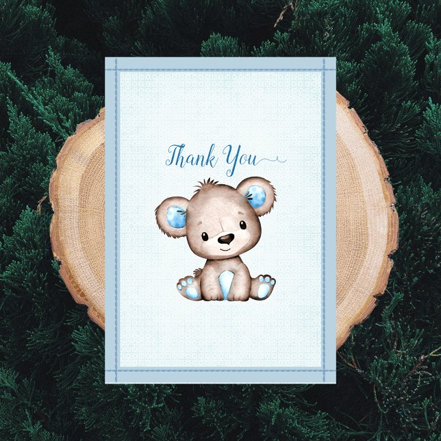 Cute Brown Bear For Boy Baby Shower Thank You Card (Creator Uploaded)