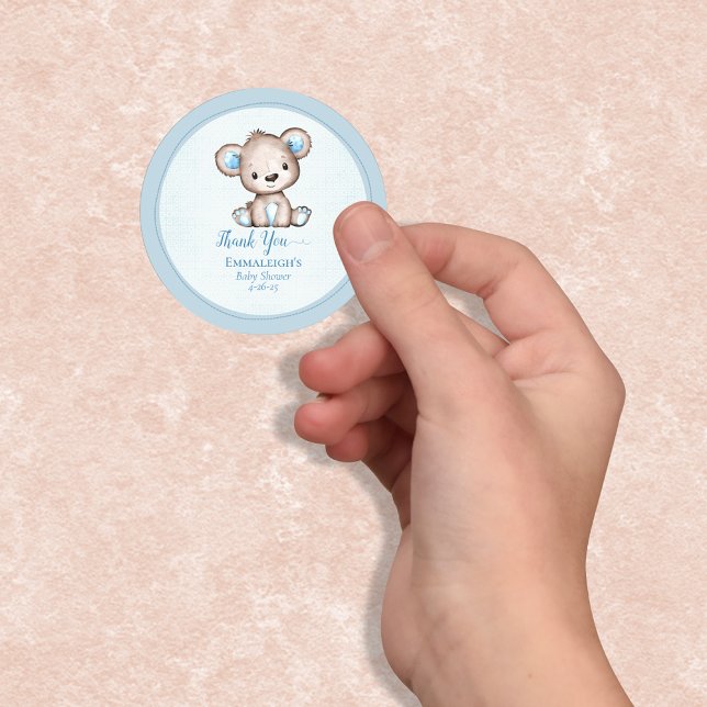 Cute Brown Bear For Boy Favour Thank You Classic Round Sticker (Creator Uploaded)