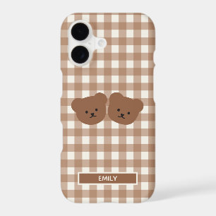 Cute Brown Bear Gingham Phone Case