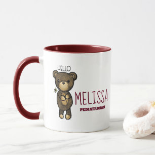 Cute Brown Bear Holding a Yellow Flower Custom Mug
