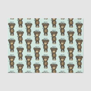 Cute Brown Bear Holding a Yellow Flower Tissue Paper