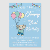 Cute Brown Bear Hot Air Balloon Boy Birthday