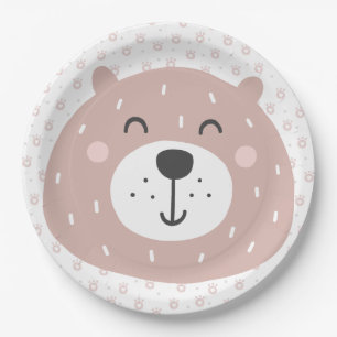 Cute Brown Bear - Kids Birthday Paper Plates