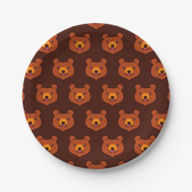 Cute Brown Bear Paper Plate (Front)