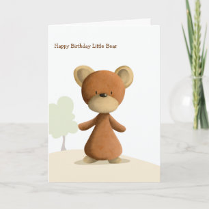 Cute Brown Bear Personalised Happy Birthday Kids Card