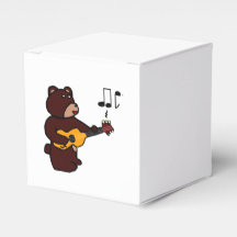 Cute Brown Bear Playing Guitar Music Cartoon Art