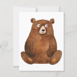 Cute brown bear postcard
