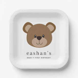Cute Brown Bear Theme Paper Plate