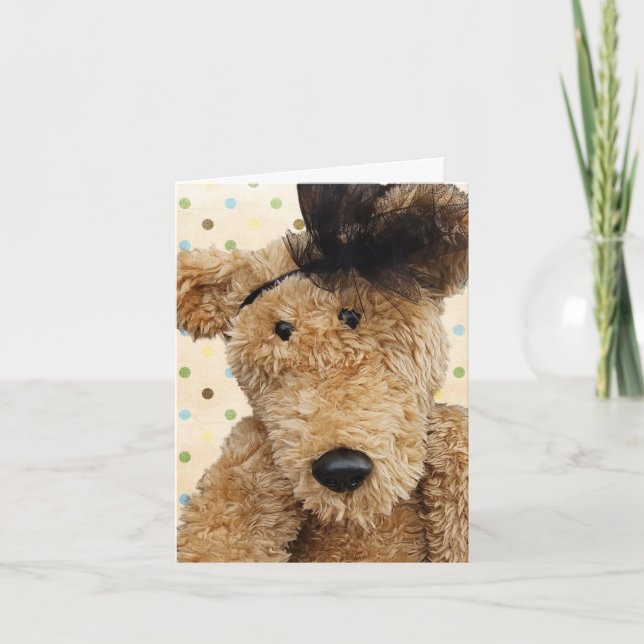 Cute Brown Bear With Polka Dots Note Card (Front)