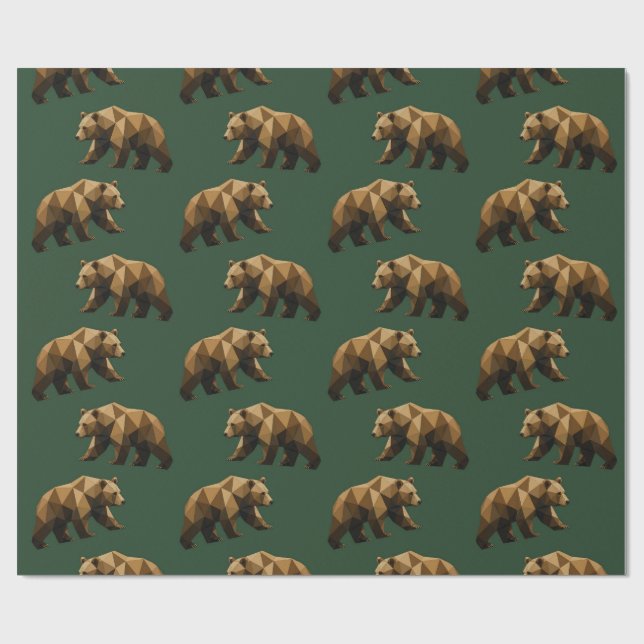Cute Brown Bears Pattern Wrapping Paper (Flat)