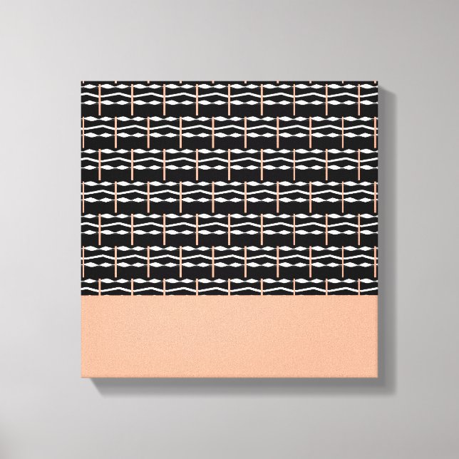 Cute Brown, Black and White Bold Squares Pattern  Canvas Print (Front)