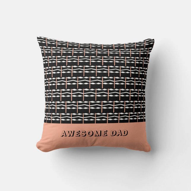Cute Brown, Black and White Bold Squares Pattern  Cushion (Front)
