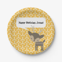 Cute Brown Buck Deer Personalised Party Plates