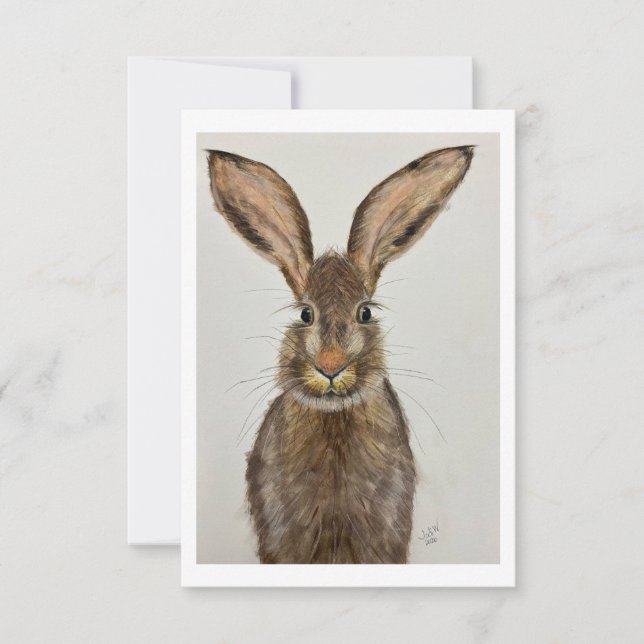 Cute Brown Bunny Note card - Original artwork (Front)