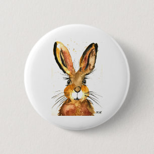 Cute brown bunny rabbit 6 cm round badge
