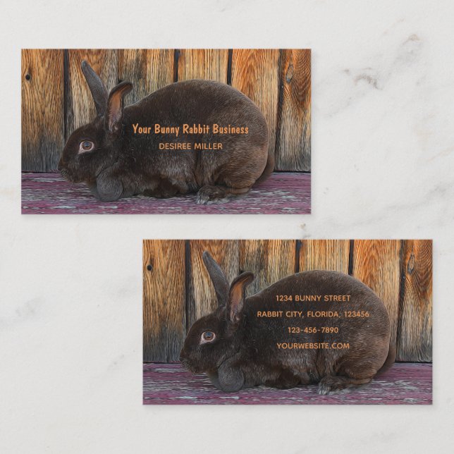 Cute Brown Bunny Rabbit Business Card (Front/Back)