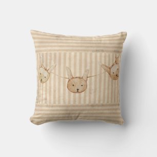 Cute Brown Bunny Rabbit Stripe Cushion
