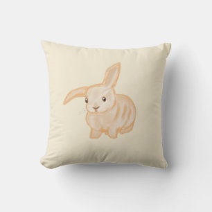 Cute Brown Bunny Rabbit - transparent on beige. Cushion