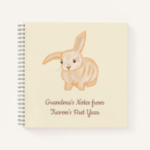 Cute Brown Bunny Rabbit - transparent on beige. Notebook