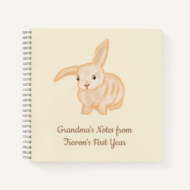 Cute Brown Bunny Rabbit - transparent on beige.   Notebook (Front)