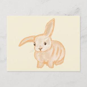 Cute Brown Bunny Rabbit - transparent on beige. Postcard