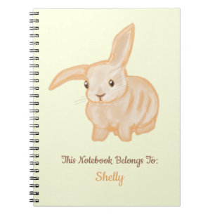 Cute Brown Bunny Rabbit - transparent on yellow. Notebook