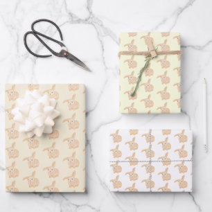 Cute Brown Bunny Rabbit - transparent patterns.   Wrapping Paper Sheet