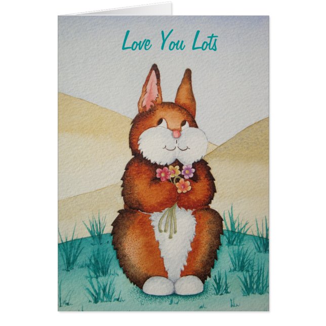 cute brown Bunny with colourful flowers (Front)