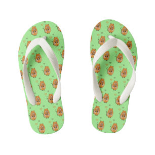 Cute brown cat kid's flip flops