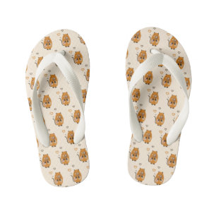 Cute brown cat kid's flip flops