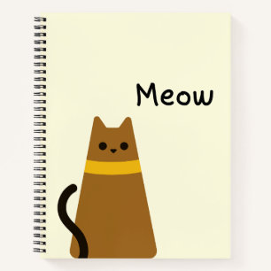Cute Brown Cat Meow Aesthetic Notebook