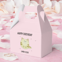 Cute brown cat pink pattern happy birthday