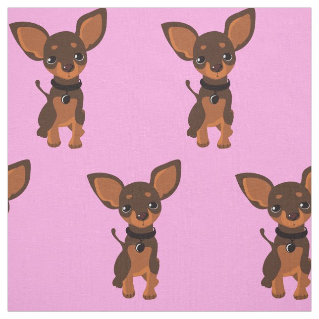 Cute Brown Chihuahua Puppy Dog Fabric (Swatch)