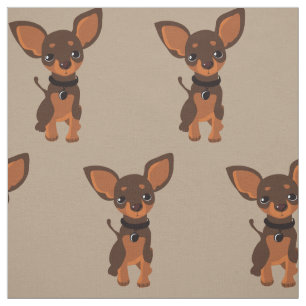 Cute Brown Chihuahua Puppy Dog Fabric