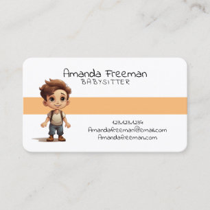 Cute Brown Children Childcare and Babysitting Business Card