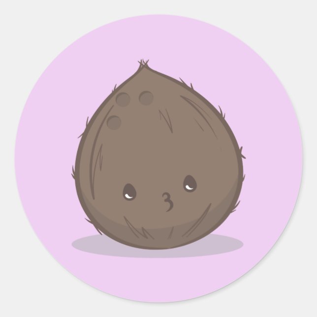 Cute Brown Coconut Sticker (Front)