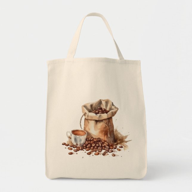 Cute Brown Coffee Watercolor  Tote Bag (Front)