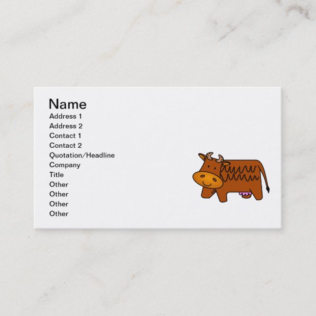 Cute Brown Cow Business Card (Front)
