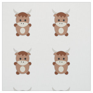 Cute Brown Cow Fabric