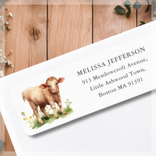 Cute Brown Cow Farm Address Label