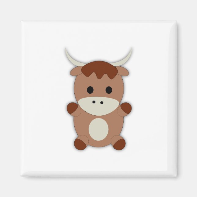 Cute Brown Cow Magnet (Front)
