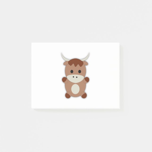 Cute Brown Cow Post-it Notes (Front)