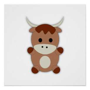 Cute Brown Cow Poster
