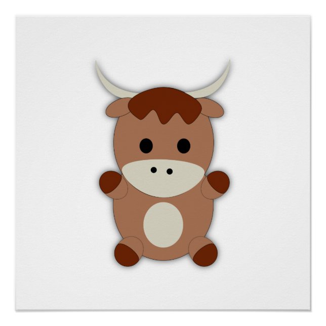 Cute Brown Cow Poster (Front)