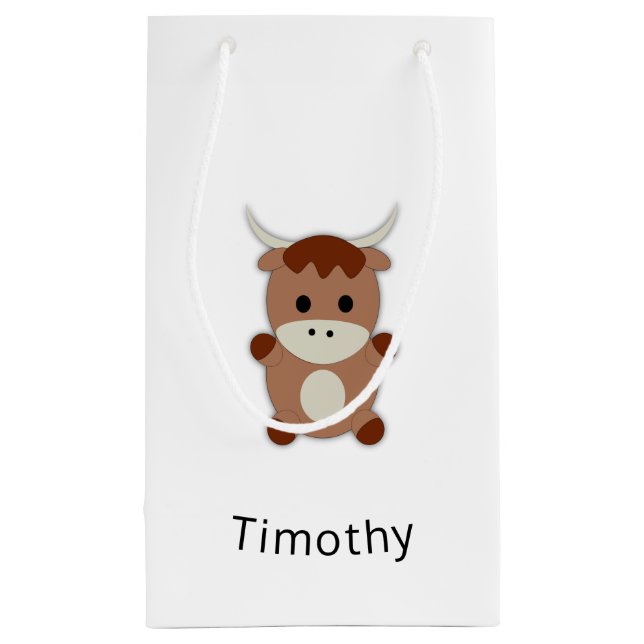Cute Brown Cow Small Gift Bag (Back)